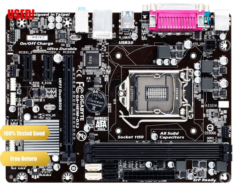 Scheda Madre Gigabyte Ga-H81M-Ds2 Per Intel H81 Ddr3 Usb3.0 16Gb Lga 1150 H81M Ds2 Sistema Di Scheda Madre Desktop