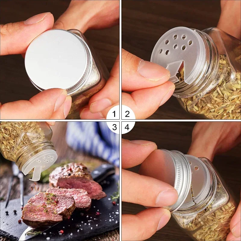 2 Barattoli Per Spezie In Vetro Da 200 Ml Con Coperchio Regolabile A Tre Fori - Trasparenti Per Sale, Pepe, Zucchero