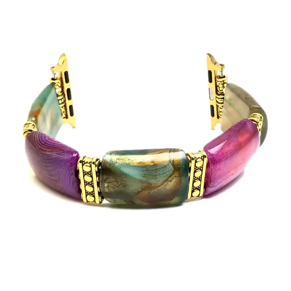 Boho Handmade Natural Stone Beaded Elastic Watch Band