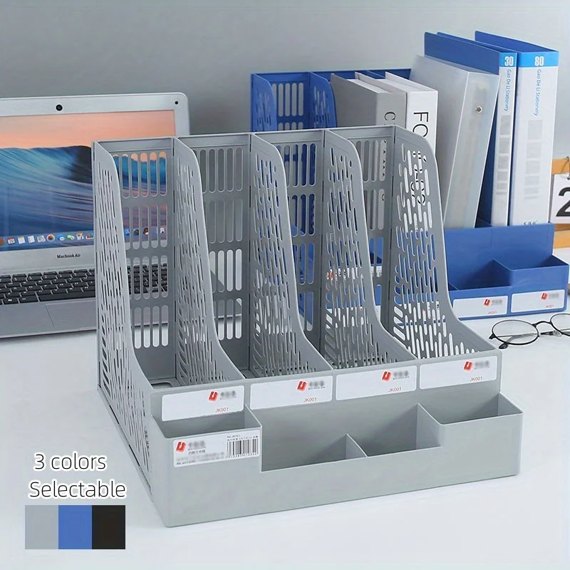 1 Pcs, Thickened, Quadruple File Bar, Desktop File Shelving, Storage Box, Pen Holder Frame, File Box, Office Supplies 2