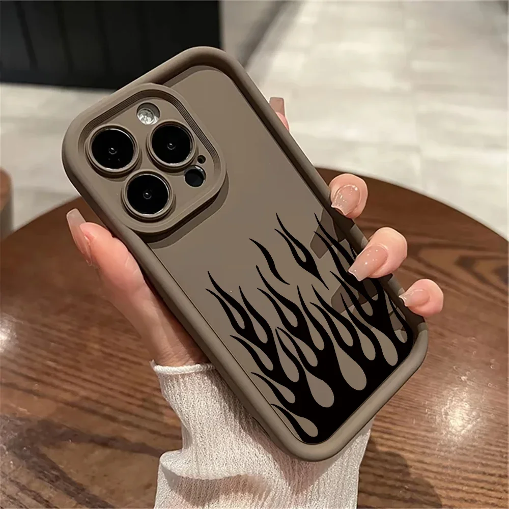 Sleek Black Flame Silicone Shockproof Phone Case