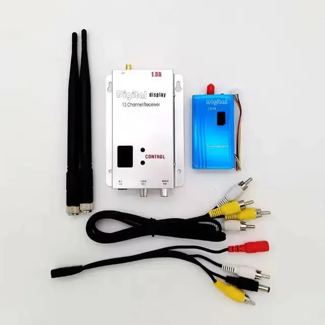 FPV Transmitter Receiver 20km Long Range 1400Mhz 1500Ghz Wireless AV 12 Channels 1500mW