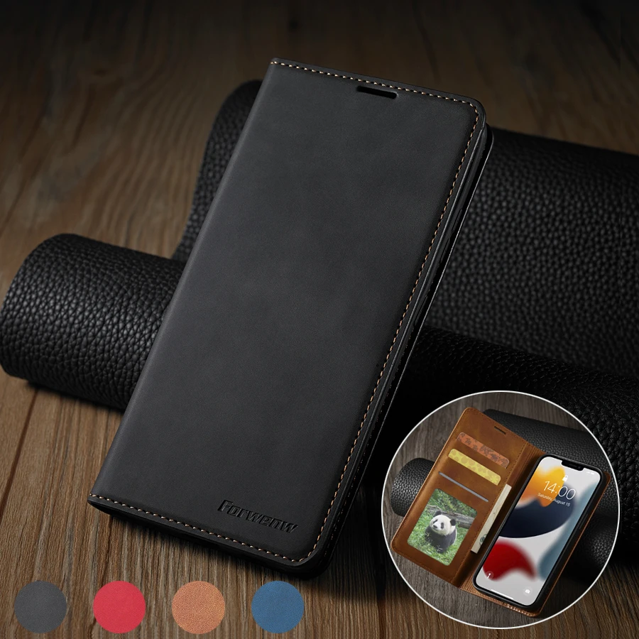Business Magnetic Flip Leather Card Slot Wallet Case Cover For iPhone 13 12 11 Pro Max XS Max XR X 8 7 6S 6 Plus SE2022 5 5S SE cell phone dry bag