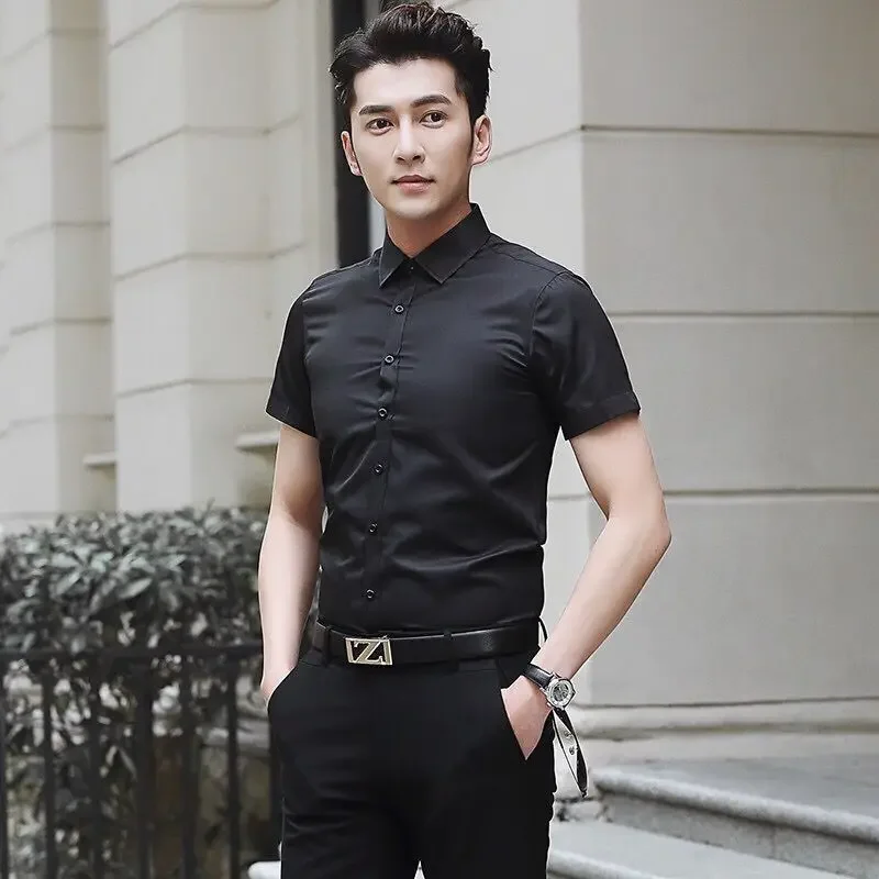 Camisas Masculinas Con Estampado Camisas De Hombre Negras Estampadas De Negocios Ropa Verano Normal Novedades Baratas Vintage Elegante Xxl I