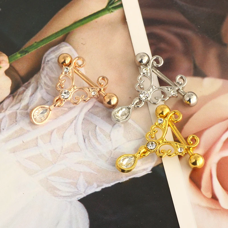 14G Nipple Rings for Women 316L Stainless Steel Heart Butterfly Moon CZ Flower Barbell Nipple Rings Set Cute Nipplerings Piercin