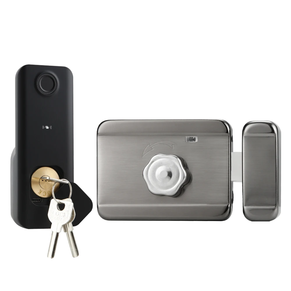 Bluetooth Fingerprint Recognition Electronic Intelligent Digital Door Lock No-Drill HAHA Lock App Code Metal Key IC Card Unlock