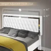 Queen Bed Frame, Velvet Upholstery, Headboard and Footboard with LED Lights, No Spring Mattress Required, Platform Bed Frame 5