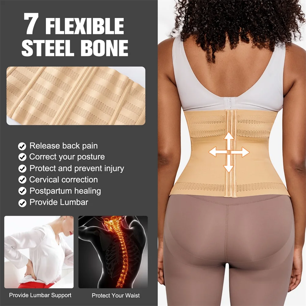 MISTHIN Wasit Trainer 23 27 CM Height Faja Colombianas Slimming Women Thin Bodysuit Shaping Corset Double Belt Tummy Control