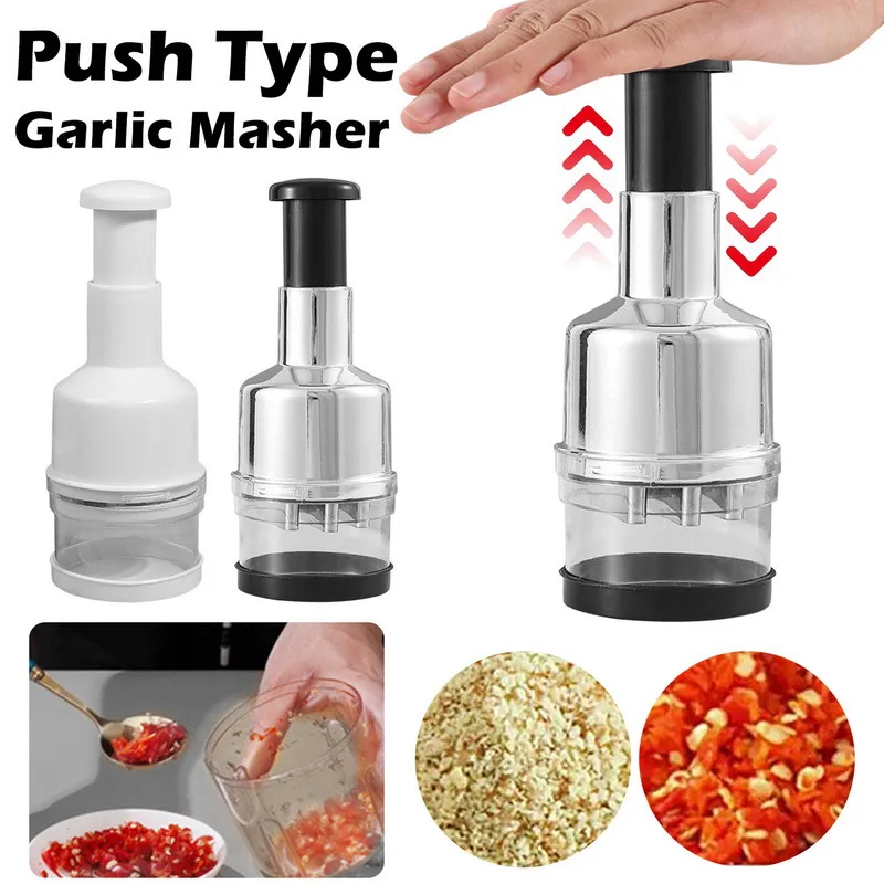New Manual Garlic Chopper Food Crusher Garlic Pressing Handheld Food
