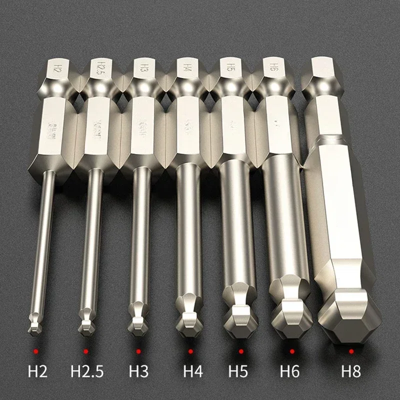

H2-H8 Wrench Drill Bit Ball Head Hexagon Socket Screwdriver Bit 65/100/150mm 1/4 Inch Shank Magnetic Batch Head Driver Bit