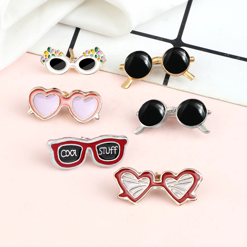 Summer Beach Sunglasses Brooch Fashion Personality Enamel Pins for