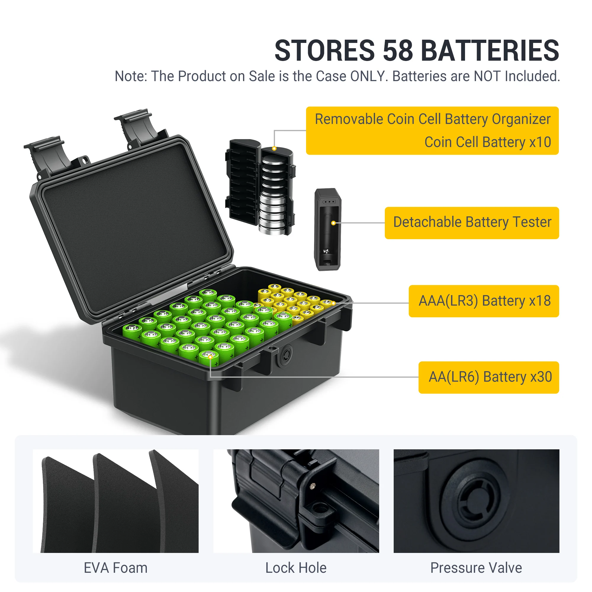 Battery Storage Box Multi Slots 18650/21700/AA/AAA/Coin IP67 Waterproof