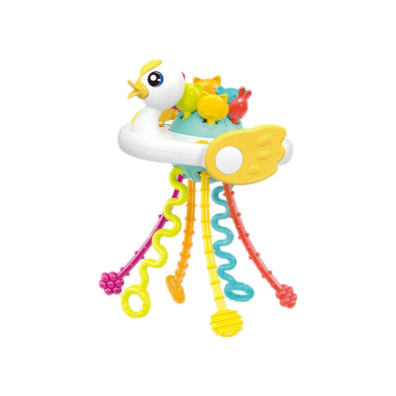 赤ちゃんのためのシリコーン歯が生えるガラガラ,活動の発達,引きひも,教育学習玩具,モンテッソーリ感覚玩具,6〜12ヶ月