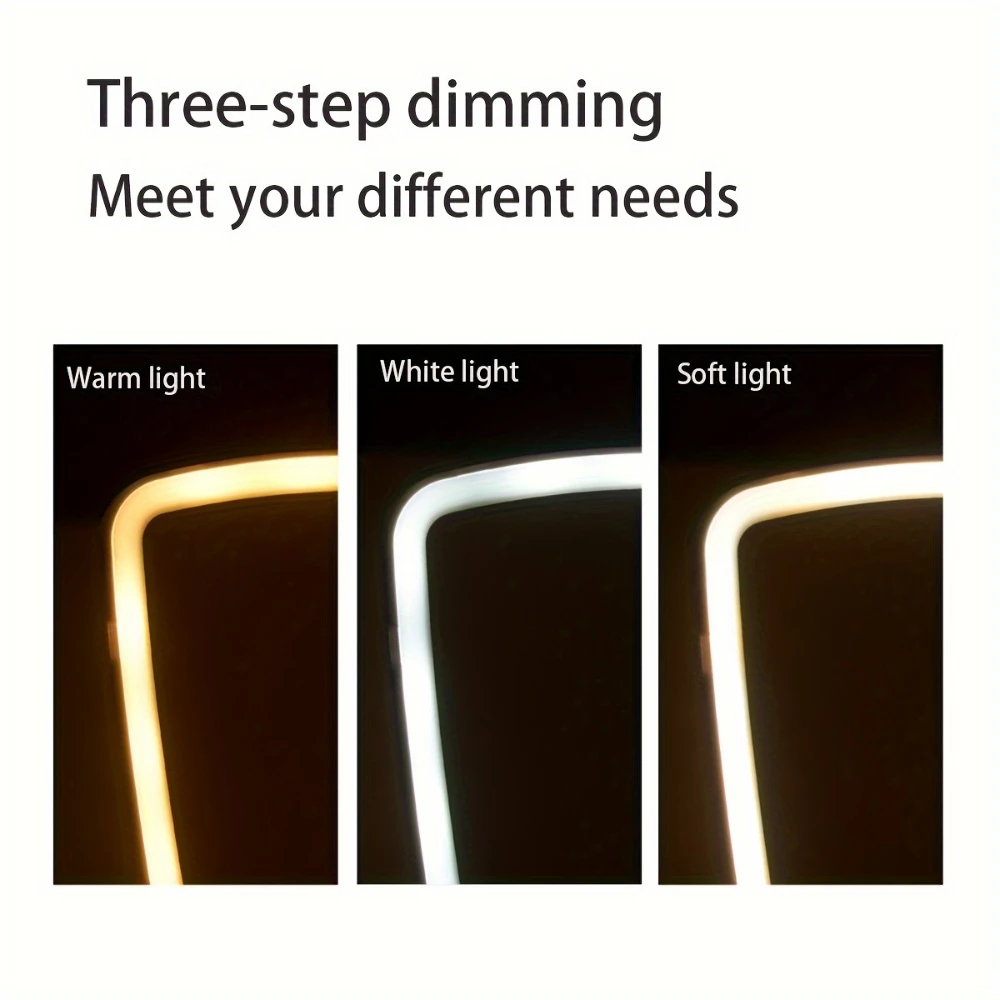 LED 데스크탑 메이크업 미러 터치, 3 디밍, 무한 밝기 휴대, 편리한 USB 건조 배터리, 이중 사용, 1 개