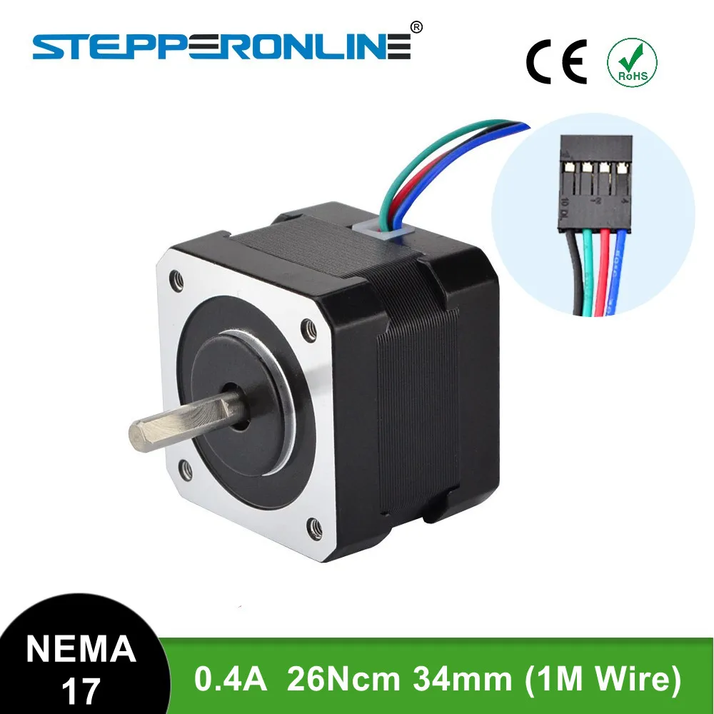 Motor de Passo Nema 17 34 mm 26nm 368 Onças. in 04a 12v 42bygh 4-lead Cnc Impressora 3d Reprap