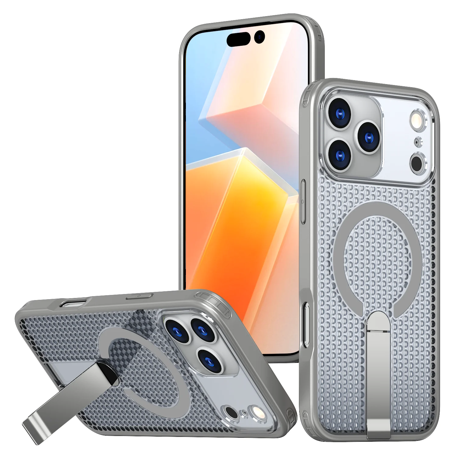 Luxury Magnetic Bracket Rugged Phone Case with Heat Dissipation