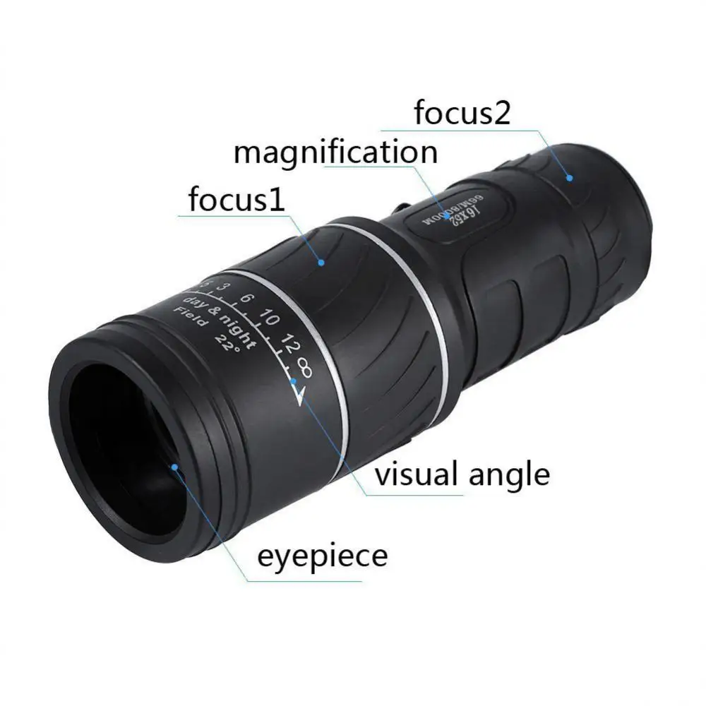 Télescope Monoculaire 16 X 52, Monoculaire Compact Haute Puissance Avec Vision Nocturne étanche BAK4 Lentille Prisme Monoculaire Avec Adaptateur Pour