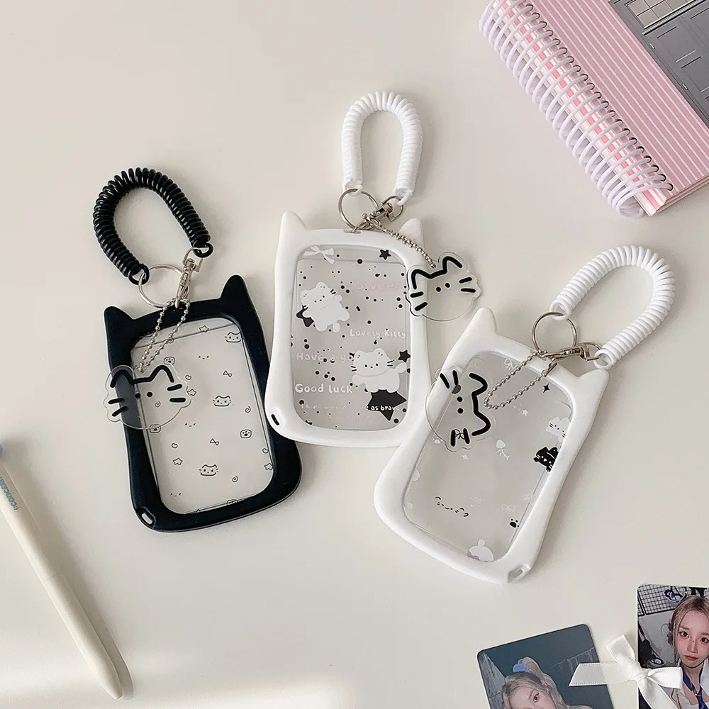 Transparent Cute  Ear Card Holder Student Campus Card Case Meal Card Bus Card Subway Card ID Card Protection Cover