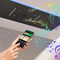 ชุดฝักบัวอาบน้ำระบบเทอร์โมสตัทติดเพดานทองเหลืองหรูหรา พร้อมจอแสดงผลดิจิตอล LED ระบบเสียงบลูทูธ หัวฝักบัวแบบเรนชาวเวอร์ ก๊อกน้ำในห้องน้ำ 4