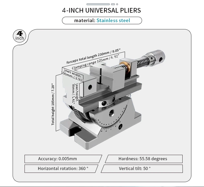 Universal-Präzisions schraubstock schleif maschine Drehzange 2 "3" 4 "Kippwinkel-Schraubstock-Flach zange – Detail 7