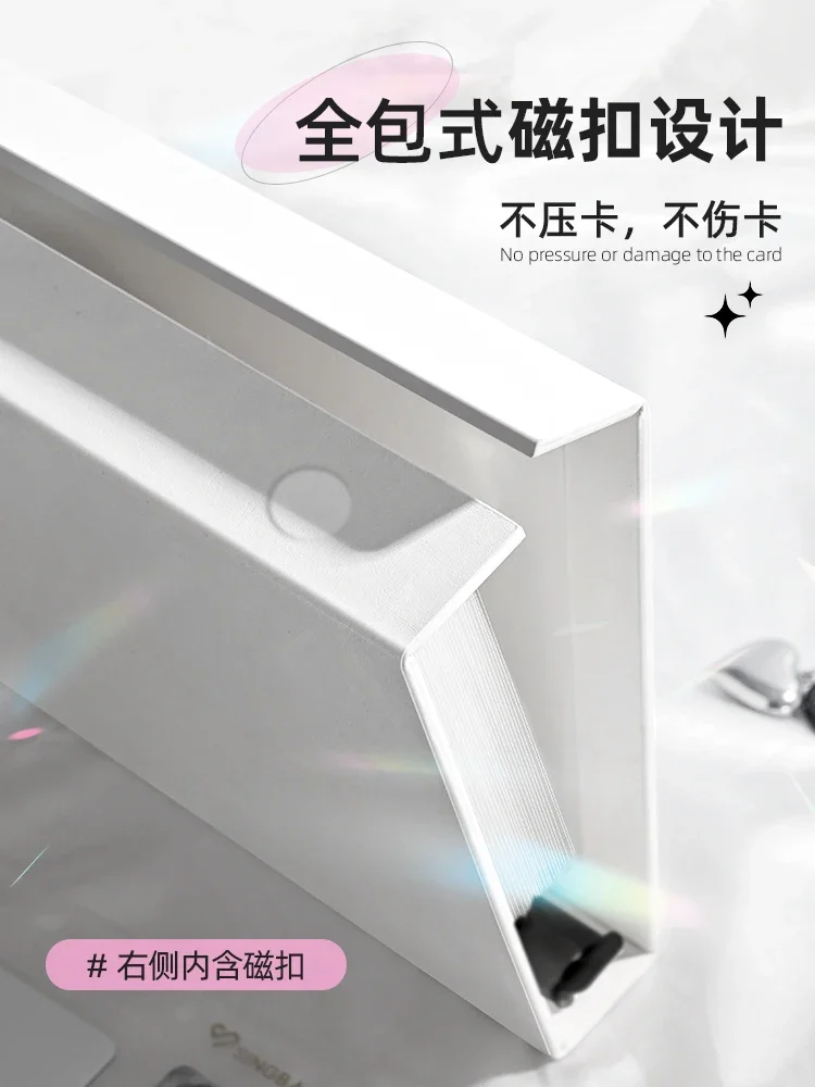 Singba Solid White Photocard Binder Large 4Grid Collect Book Magnetic Buckle 3inch Photo Album Star Chasing Collection Holder card binder