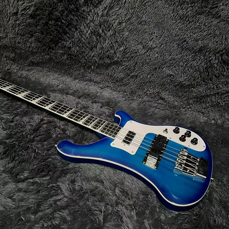 Rickenbacker-エレクトリックベース4003ギター,青,透明,バスウッド