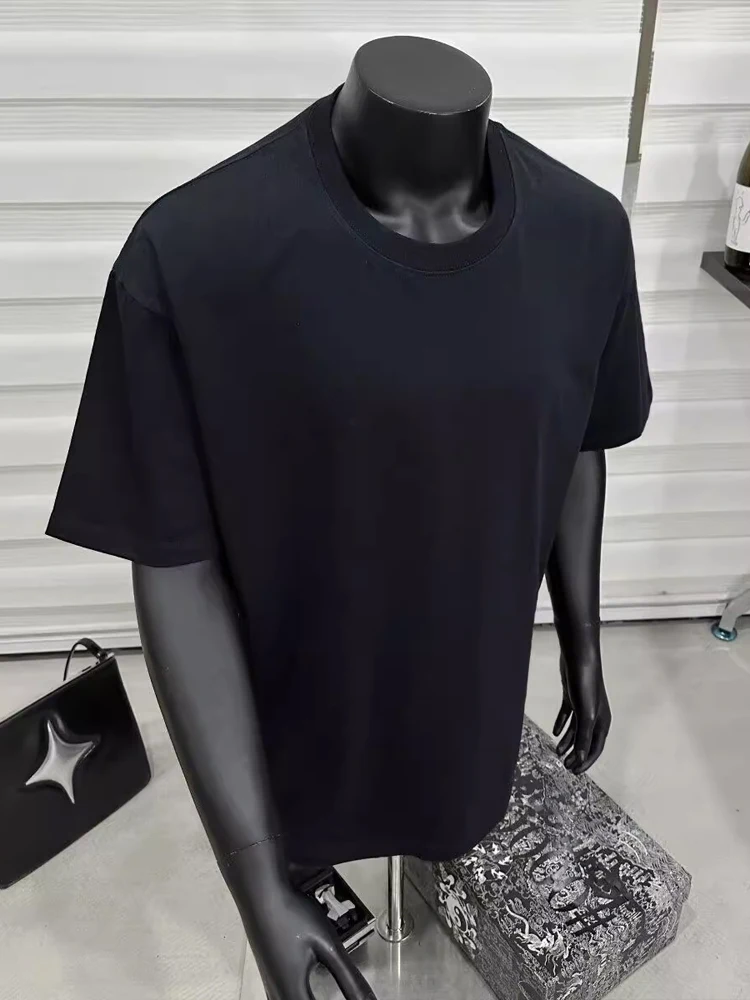 Heavyweight Pure Cotton Men's T-irt Summer Small Collar ort Sve Cleanfit oulder American Sle f Sve Ume Purple