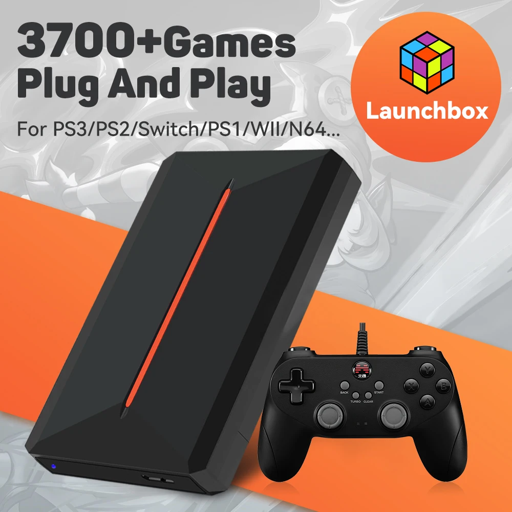 

500GB Launchbox Retro Gaming Hard Drive For PC Emulation Game HDD Built-in 3700 3D Games For PS4/PS3/Switch/PS2/PS1/WII/WIIU/N64