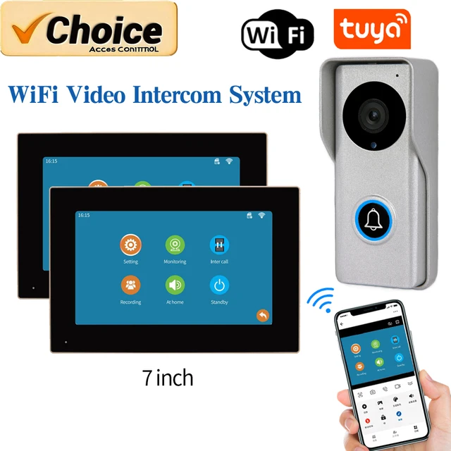 Tuya Smart WiFi/PoE Video Door Phone System - 1080P IP Camera with Monitor, Access Control for Villa/Apartment/Office(Dual Mode) 1