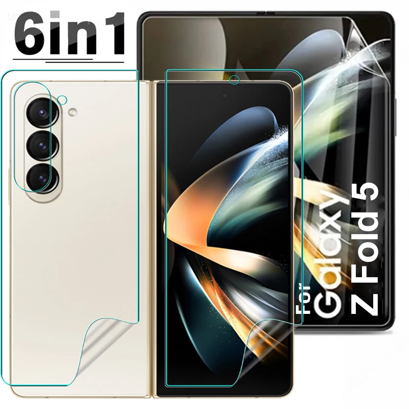 Pellicola Idrogel 6 In 1 Per Samsung Galaxy Z Fold 5 Fold5 Protezione Dello Schermo A Copertura Totale Anteriore Posteriore Non In Vetro Per Samsung Z
