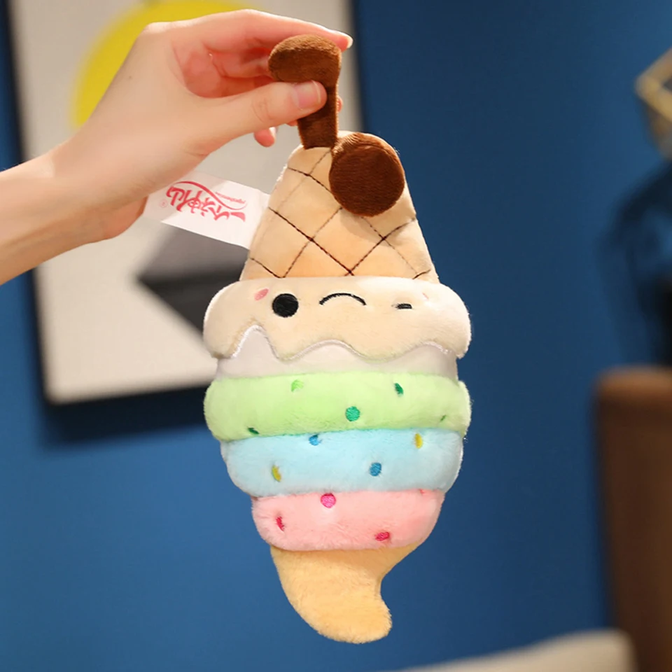 8 Inch Colorful Ice Cream Cone Plush Toy Rainbow Ice Cream Stuffed