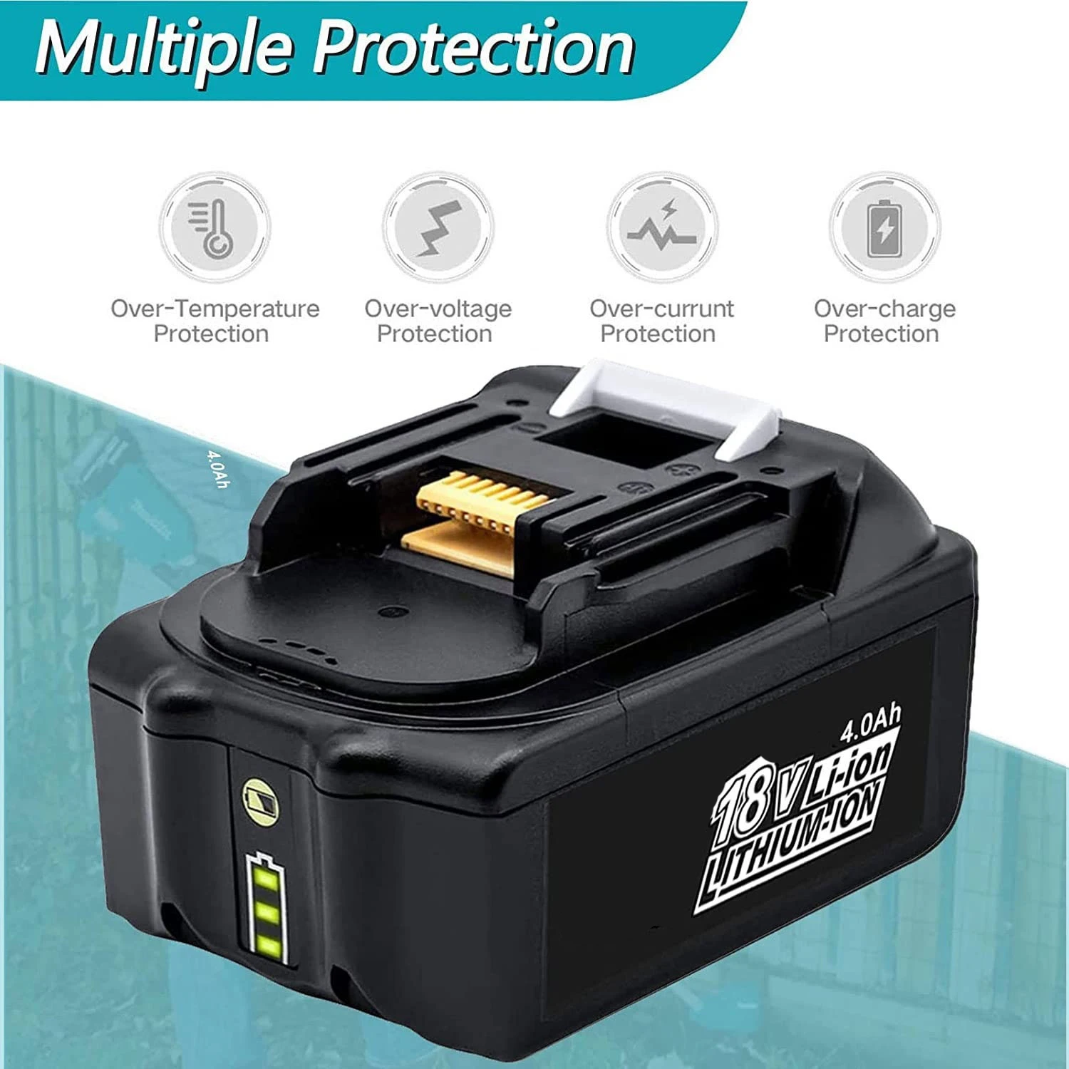 Batterie Rechange Makita 18V 5,0Ah – 2 Pièces, Compatible BL1850B BL1860B Etc., Autonomie Longue - 8