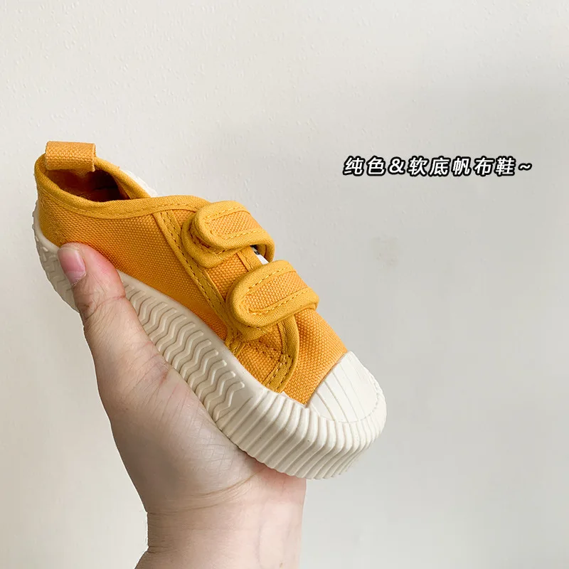 Children Canvas Shoes for Boys and Girls Spring  Autumn Hook and Loop Shoes Soft Bottom Breathable Toddler Baby Biscuit Shoes 4