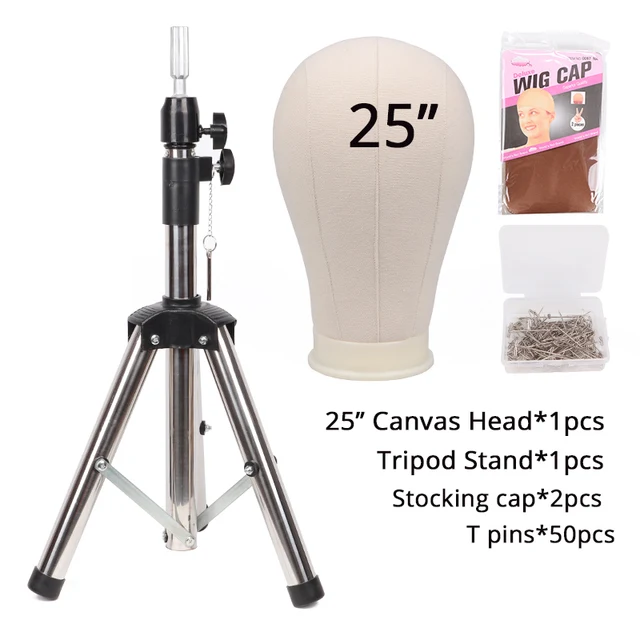Adjustable Tripod Wig Stand And Canvas Head