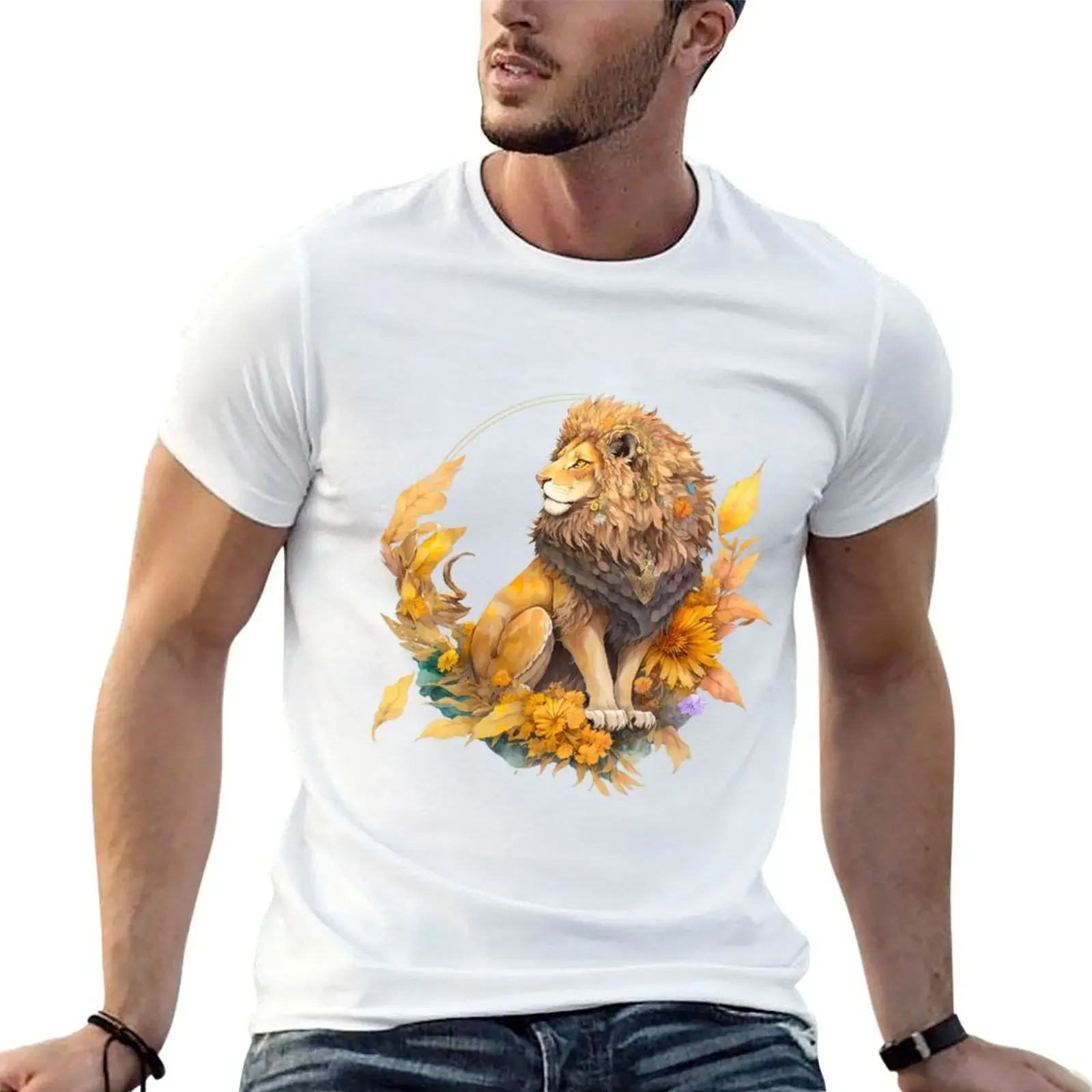 

Golden lion T-shirt graphics Blouse tshirts for men