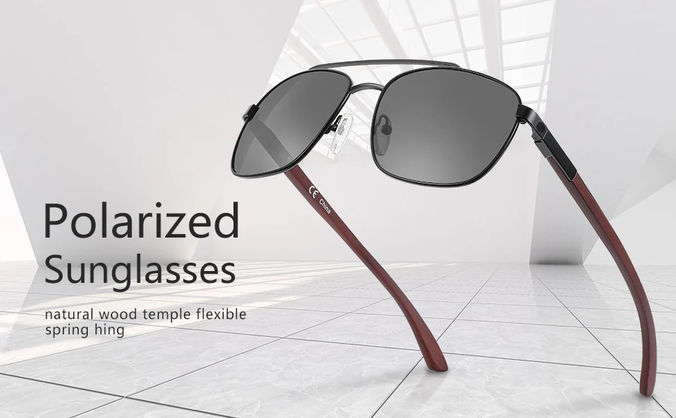 ZENOTTIC 2026 Holz Polarisierte Sonnenbrille für Herren 100% UV-Schutz Angeln Fahren Golf Sonnenschutz-Brille – Detail 2