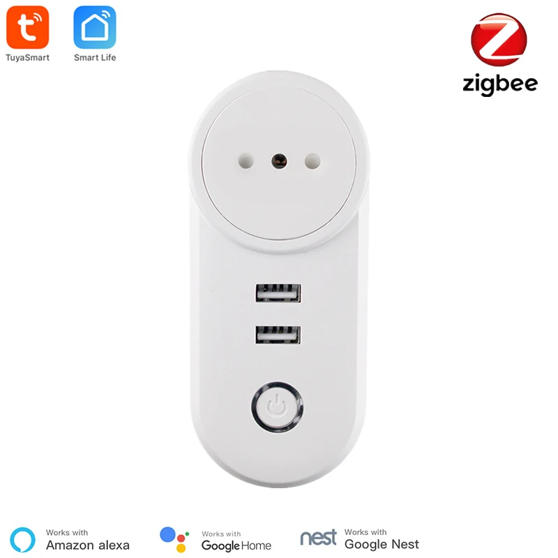 Italia Zigbe3.0 Dual Usb Wireless It Socket Plug Smartthings Telecomando Echo Plus Controllo Vocale Funziona Con Alexa Google Home
