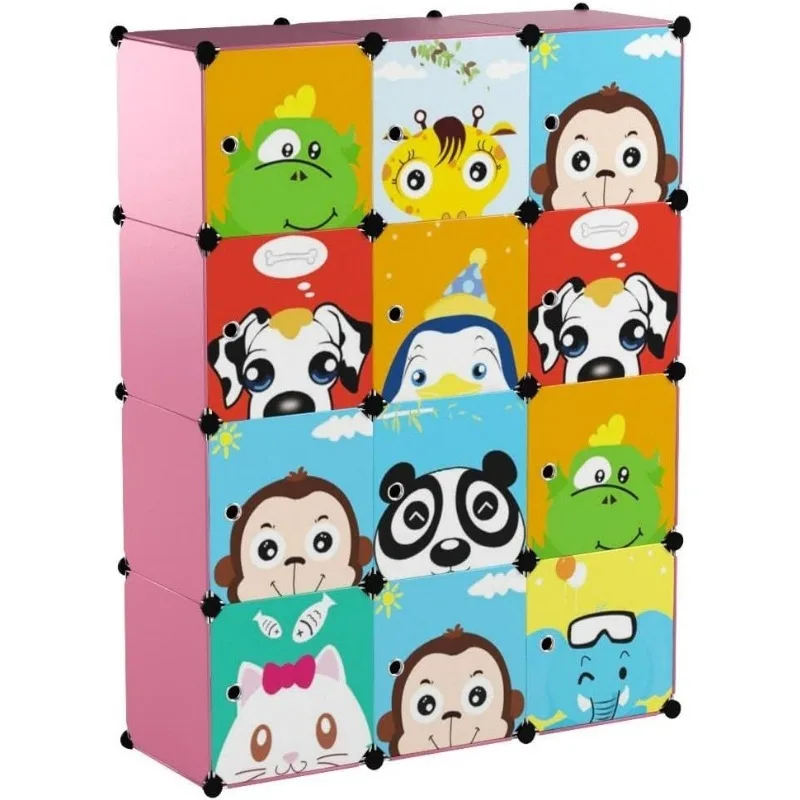 Children Wardrobe Kid Dresser Cute Baby Portable Closet Bedroom Armoire Clothes Hanging Storage Rack Cube Organizer