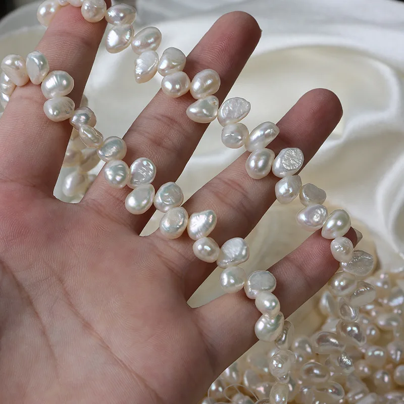 7-8Mm Perle Di Perle D'Acqua Dolce Naturali Coltivate Reali Gioielli Fai Da Te Perline Sciolte Filo Irregolare Waterdrop Fiore Perle Barocche