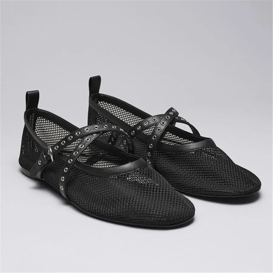 

Балетки женские сетчатые с перфорацией, Туфли Мэри Джейн, лоферы, для танцев, летние прогулочные, плоская подошва, эспадрильи, роскошные