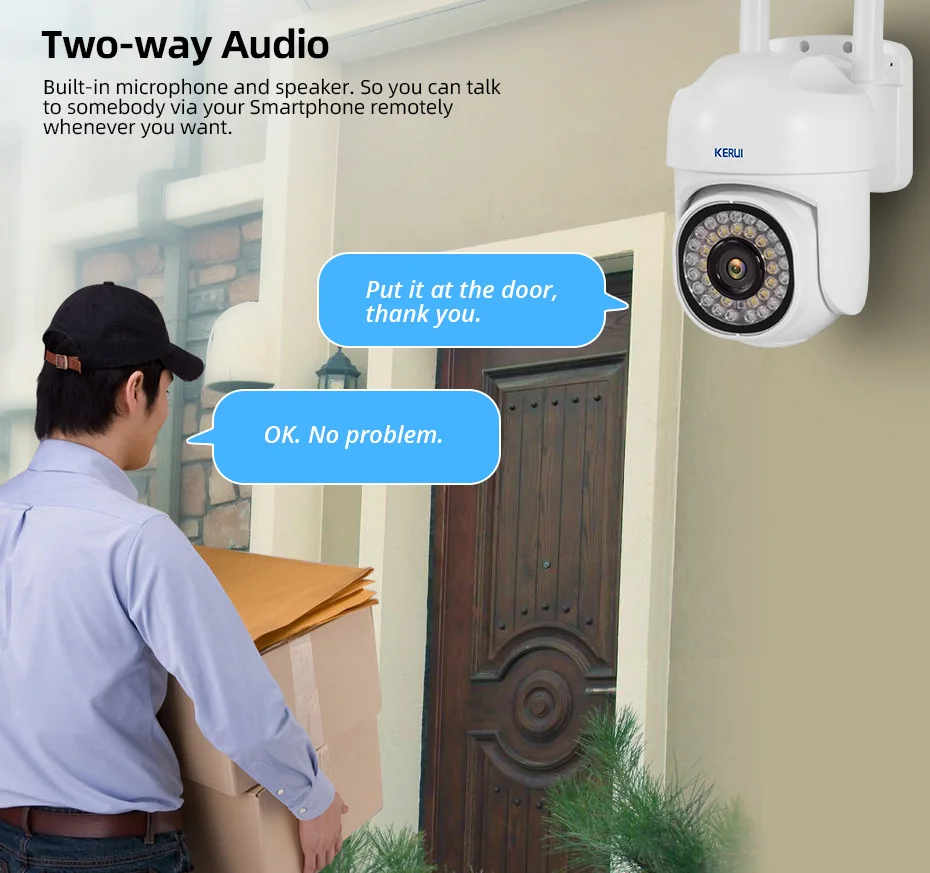 KERUI Security Camera Wireless Outdoor 5MP HD Home Night Vision Wifi CCTV Auto Tracking PTZ Camera Surveillance Monitor 4