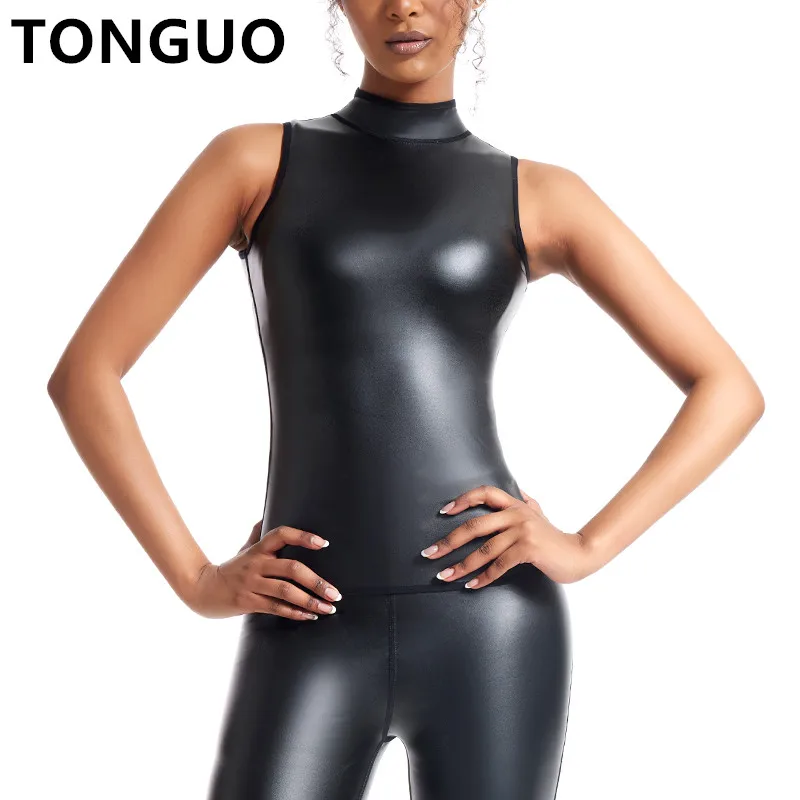 여성용 허리 트레이너 가죽 스탠드 칼라 민소매 조끼, 탱크 탑 바디 셰이퍼 코르셋 슬림 셔츠, 패션 캐주얼 보정속옷 탑  Best5