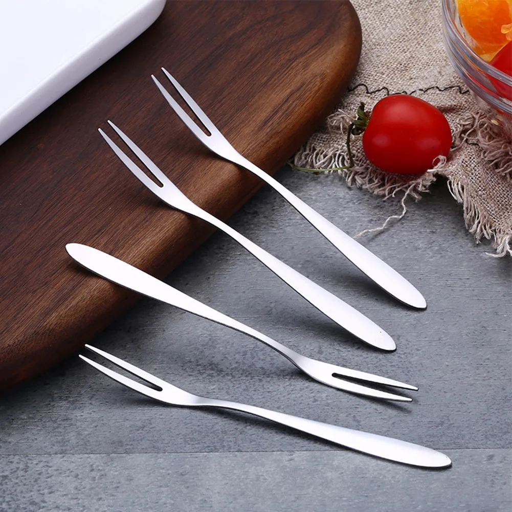 

5pcs Stainless Steel Fruit Forks For Restaurant Cafeteria Home Party Dessert Fork Fruit Fork Tableware Kitchen Accessories