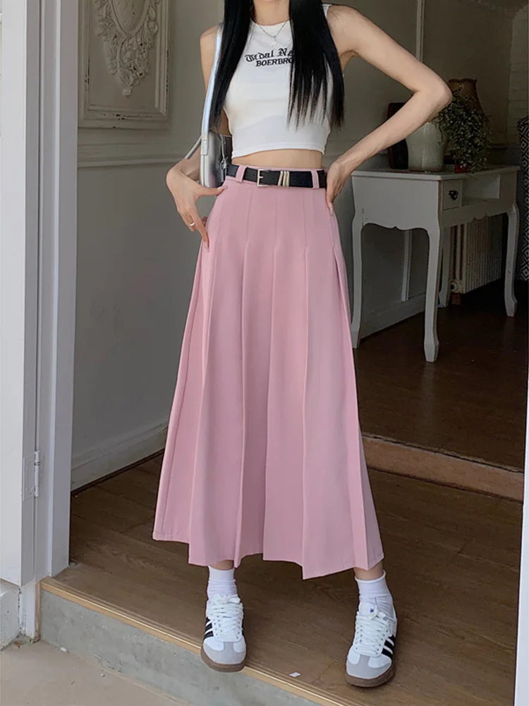 

Elegant Chic Solid Skirt High Waist Fashion Office Lady Chic A-line Harajuku Streetwear Party Skirt Spring Summer New