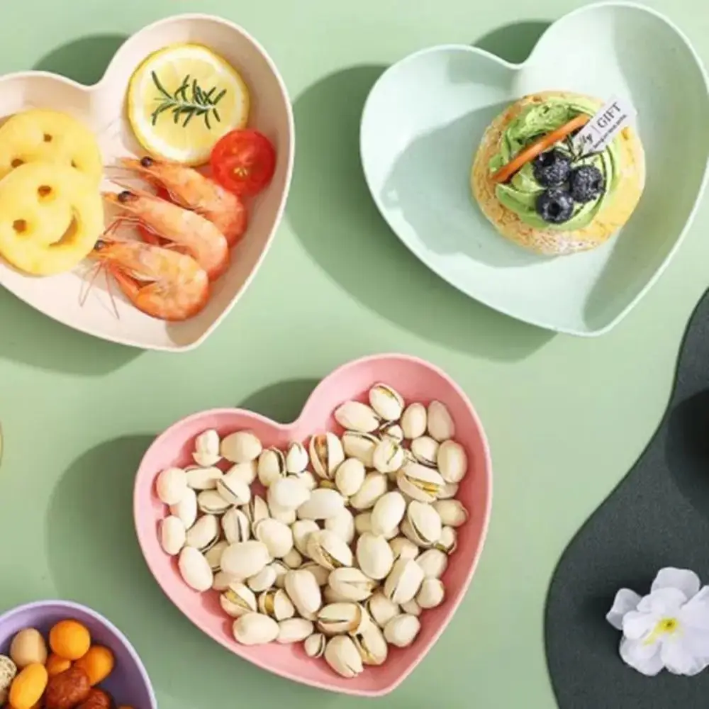 Creative Fruit Plate Muiltcolor Heart Shaped Candy Snack Dish Snack Tray Anti-Slip Residue Storage Tray High Quality Tableware