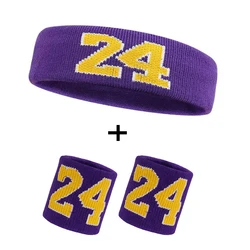 Elastic Cotton Sweatband for Sports and Fitness - Versatile Unisex Headband (Purple - Nr24 Set)