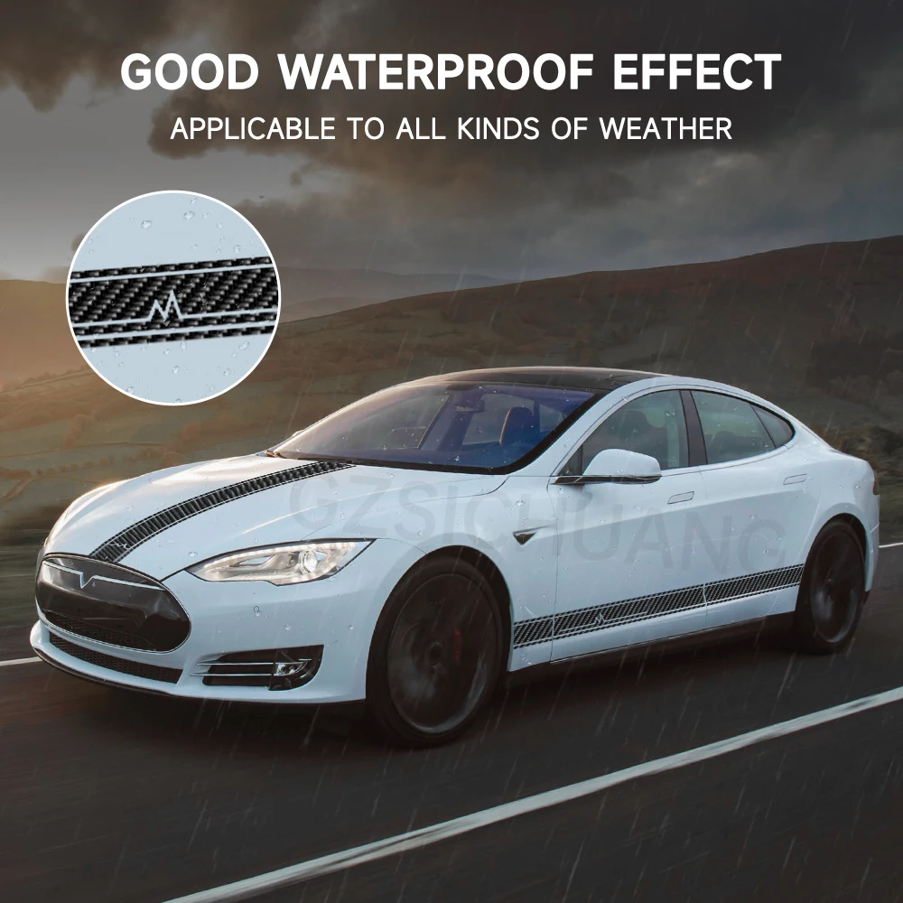 

For Tesla Model Y 3 S X 2023 2022 2021 Accessories 3PCS Auto Vinyl Film Decal Hood Decor Door Side Skirt Stripes Car Stickers