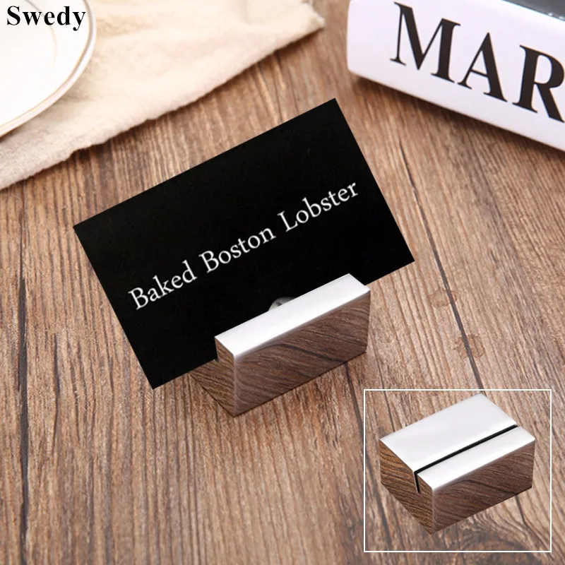 Stainless Steel Sign Holder Stand Heavy Metal Base Wedding Signs Table Number Holder Place Card Price Label Tags acrylic sign holder
