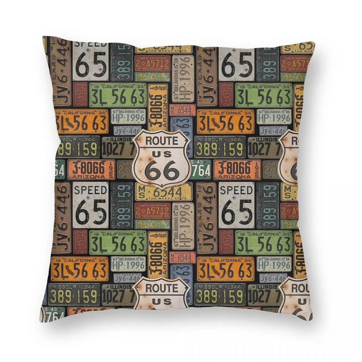 

Винтажная наволочка Route 66 с рисунком исторической дороги, декоративная подушка, Обложка для дома, квадратная 45*45 см