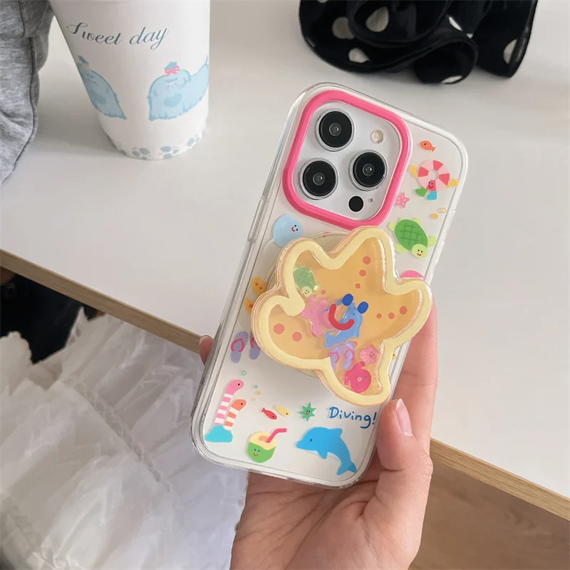 Charming Starfish Magnetic Phone Case with Support Stand and Magsafe Holder